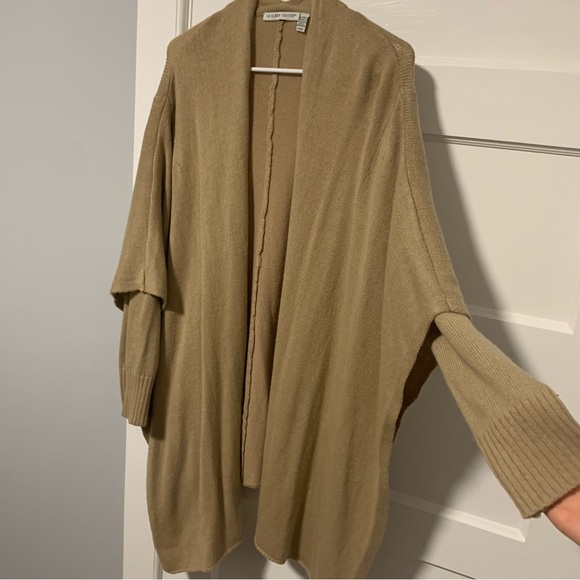 Open Front Poncho Cardigan Sweater, Size S, Color Tan - Picture 4 of 10
